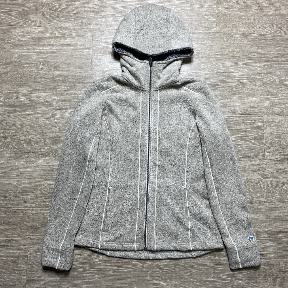 Kuhl Stella Hoodie Jacket Womens S Gray Fleece Lined Full Zip Hiking Outdoors